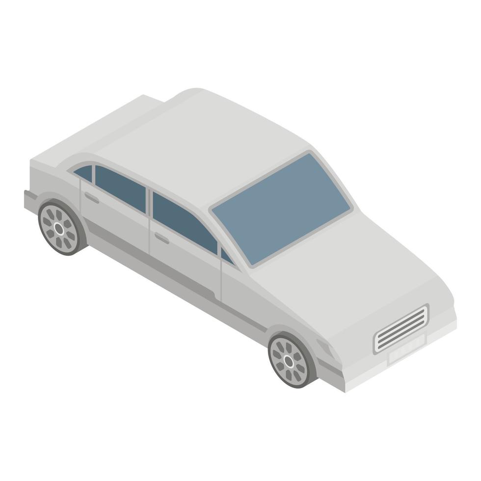 icono de coche blanco, estilo isométrico vector