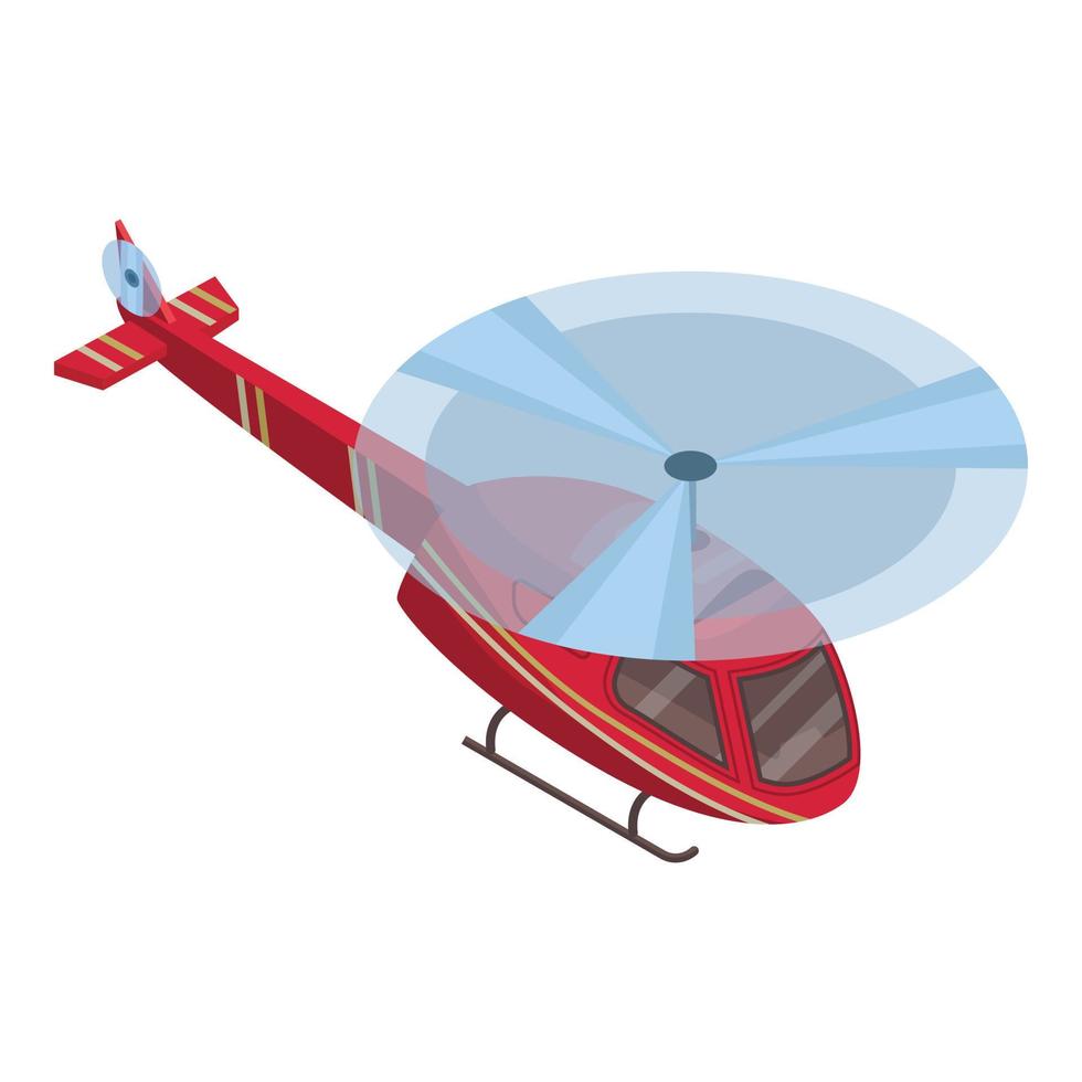 icono de helicóptero rojo, estilo isométrico vector
