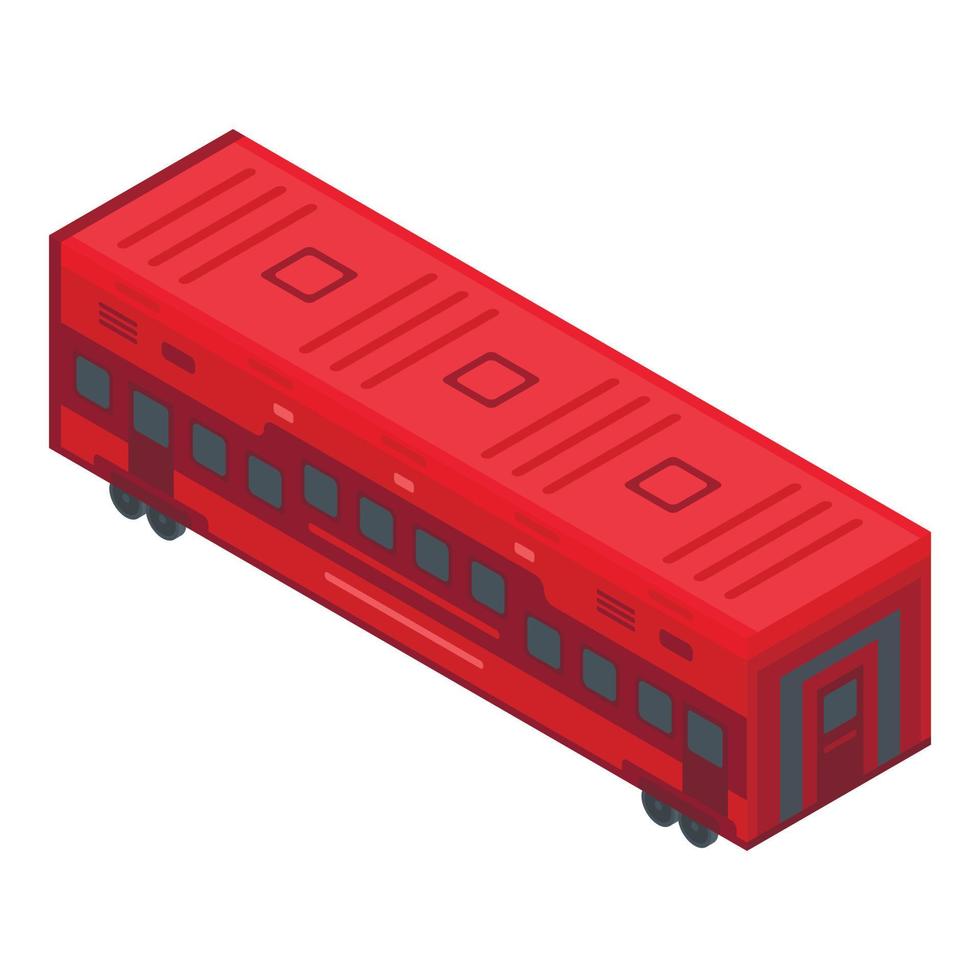 Red train wagon icon, isometric style vector