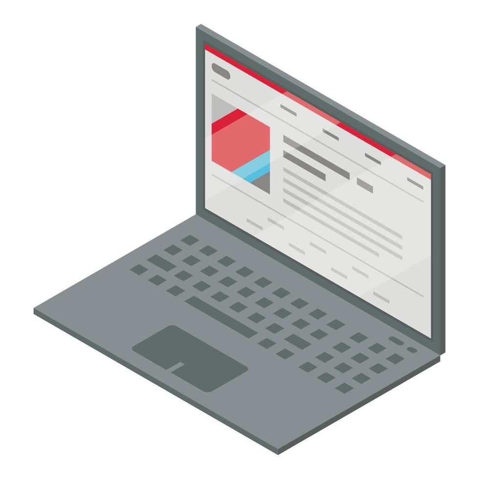 Office laptop icon, isometric style vector