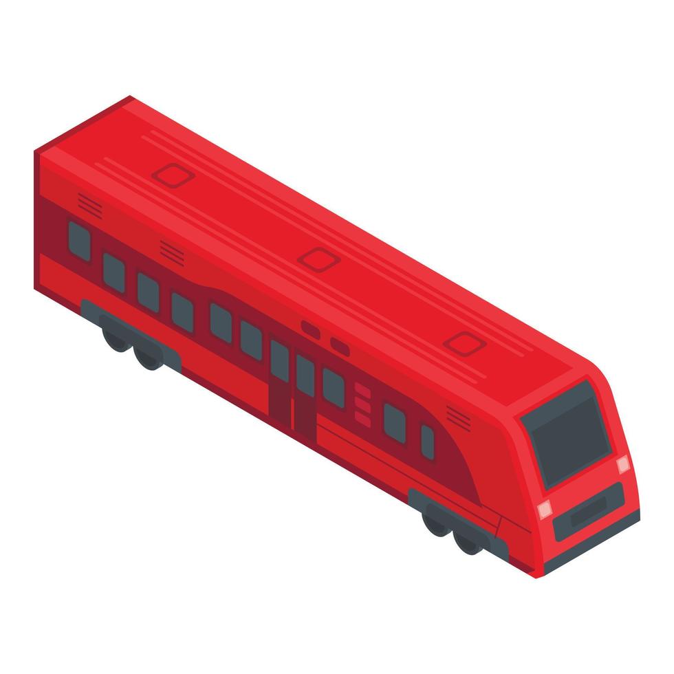 Red train icon, isometric style vector
