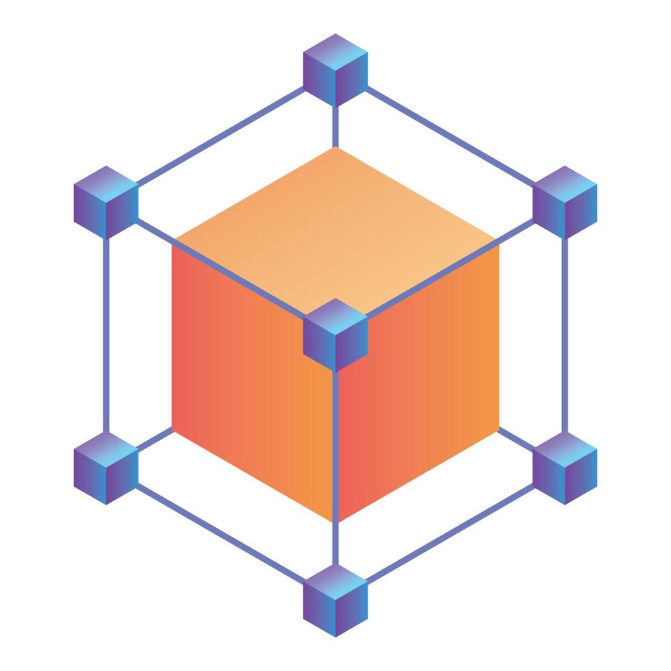 Futuristic cube icon, isometric style vector