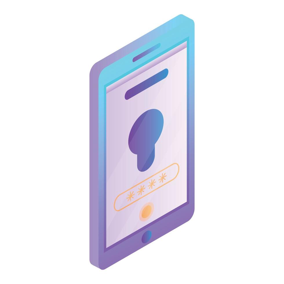 Locked smartphone icon, isometric style vector