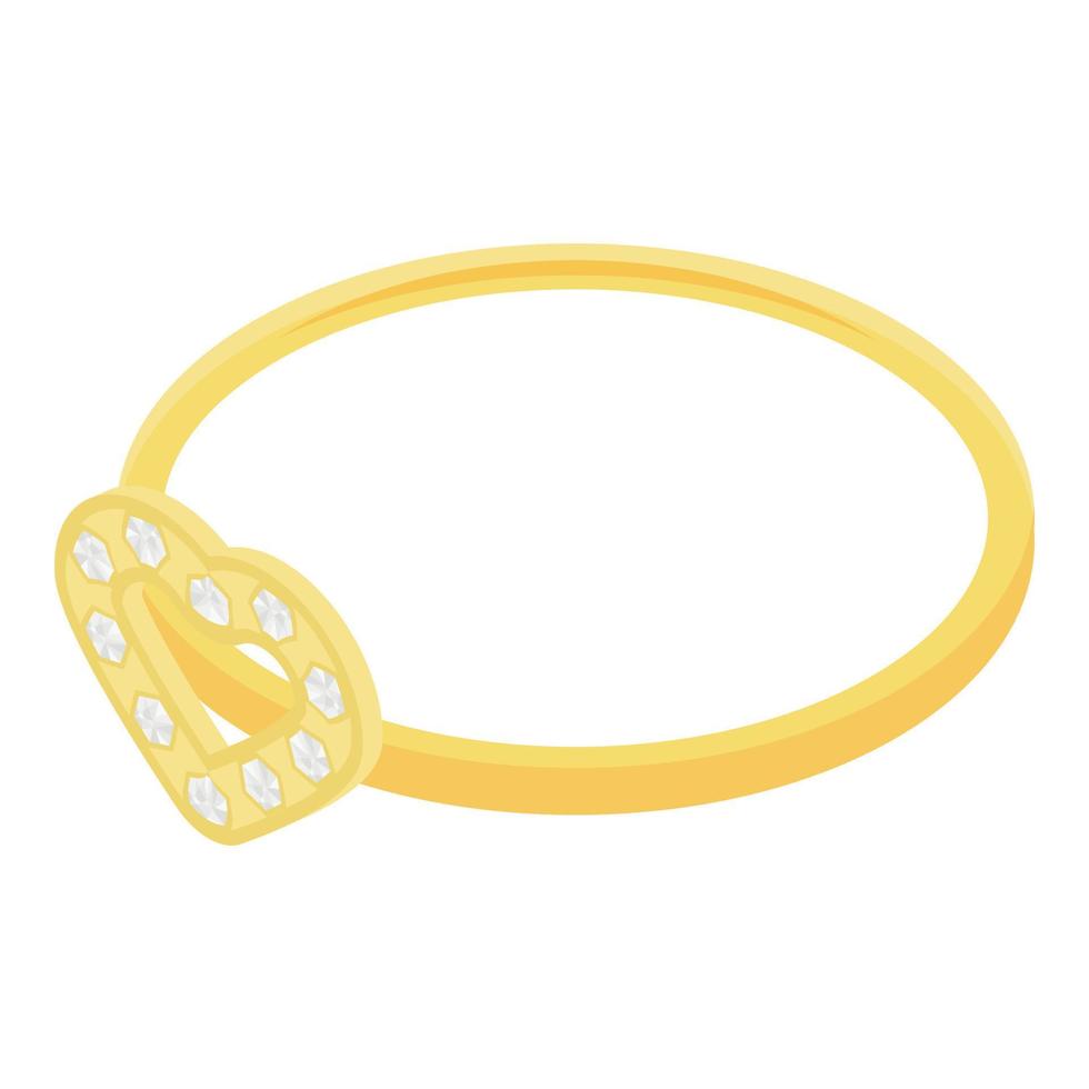 Heart diamond ring icon, isometric style vector