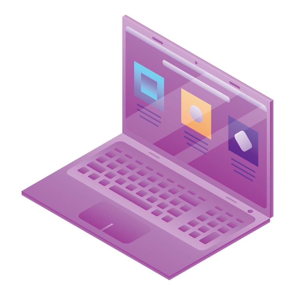 Laptop icon, isometric style vector