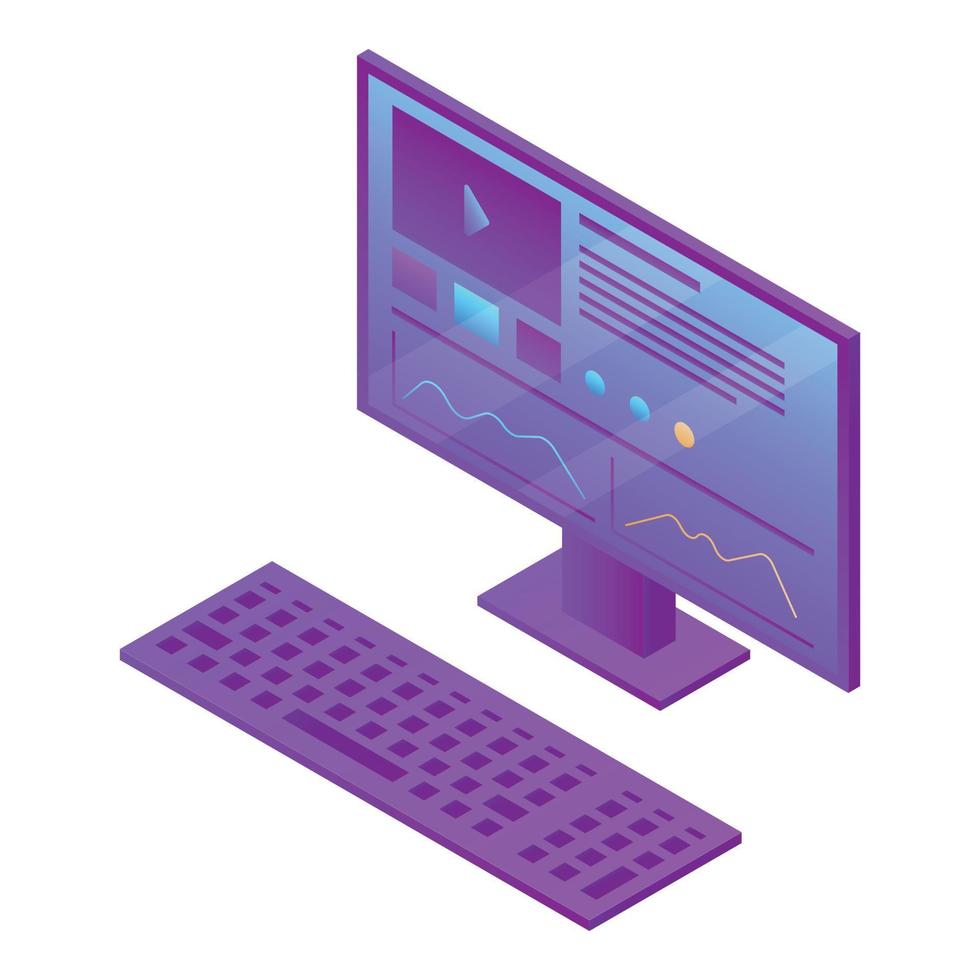 Desktop computer icon, isometric style vector