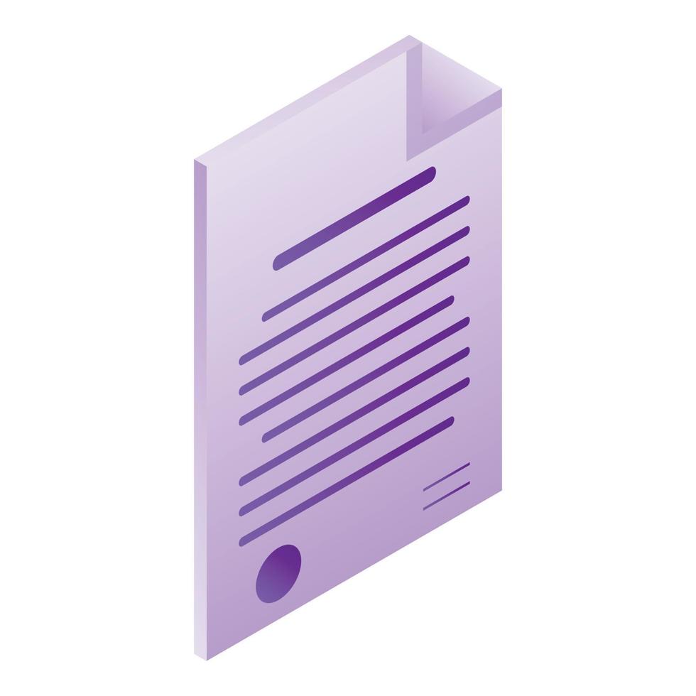 Document paper icon, isometric style vector