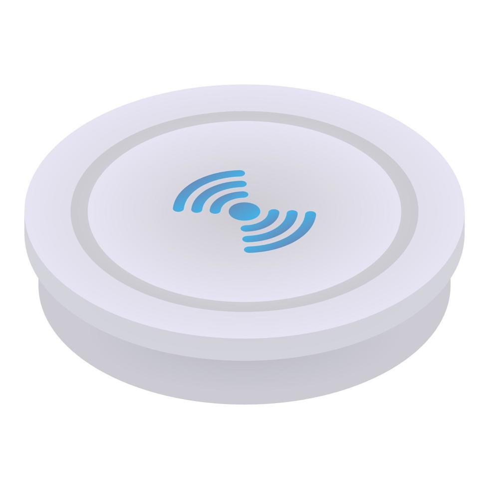 Round wireless charger icon, isometric style vector