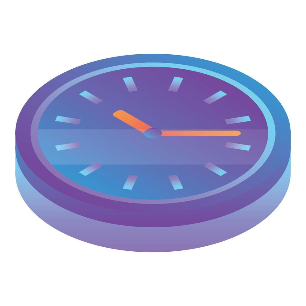 Wall clock icon, isometric style vector