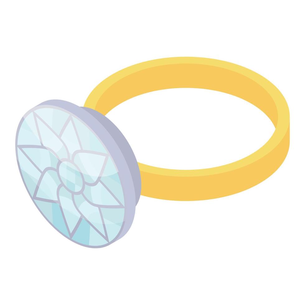 Big stone diamond ring icon, isometric style vector