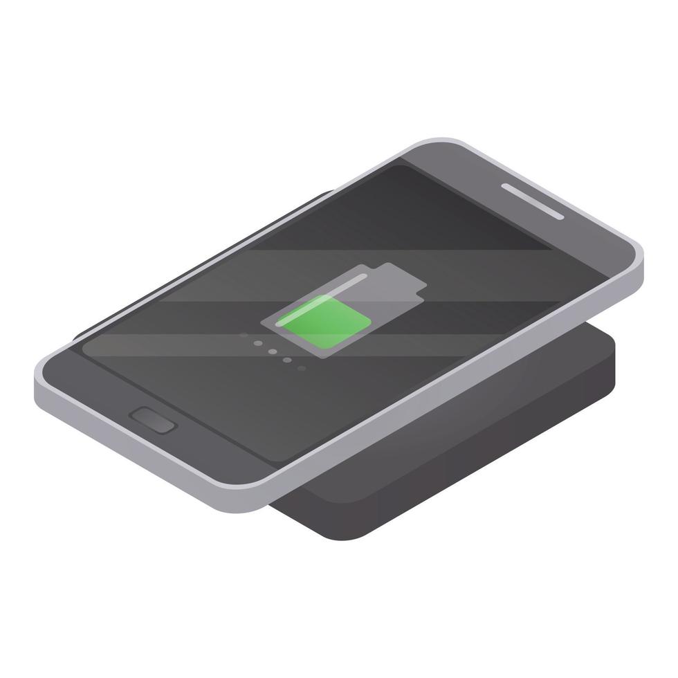 Wireless charging icon, isometric style vector