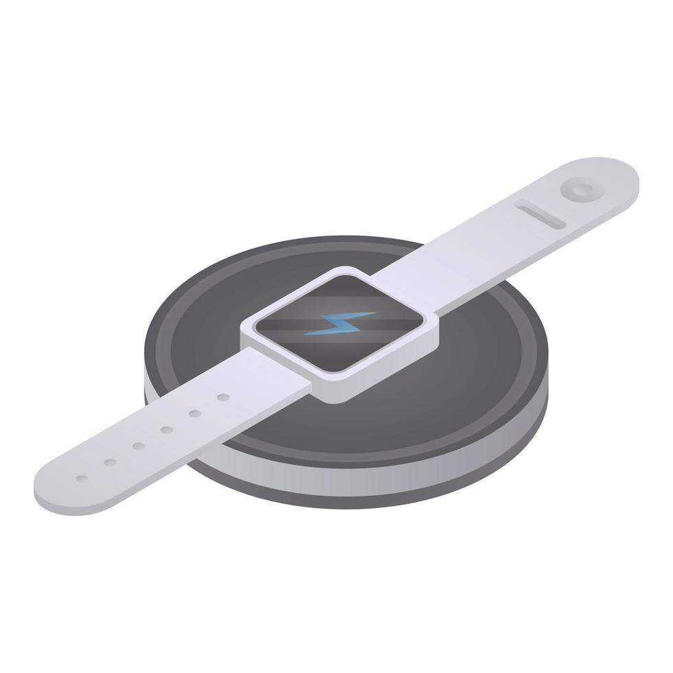 Wireless charging smartwatch icon, isometric style vector