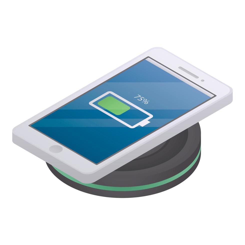 Phone wireless charging icon, isometric style vector
