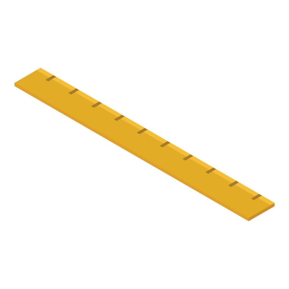 Yellow ruler icon, isometric style vector