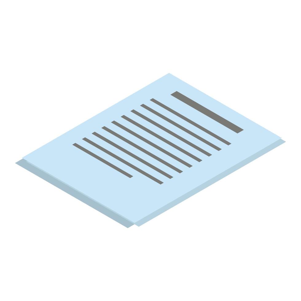 Paper document icon, isometric style vector