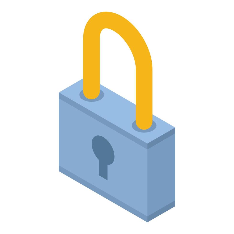 Blue lock icon, isometric style vector