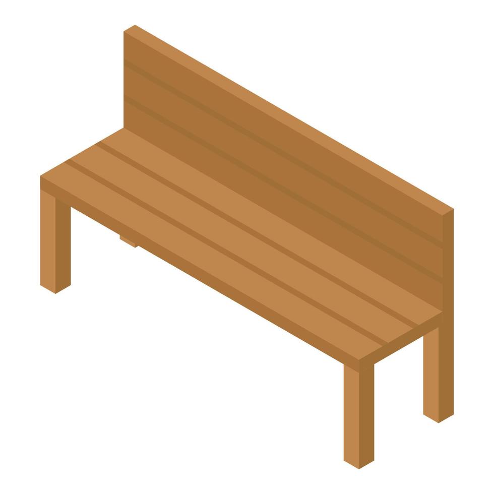 icono de banco de madera, estilo isométrico vector