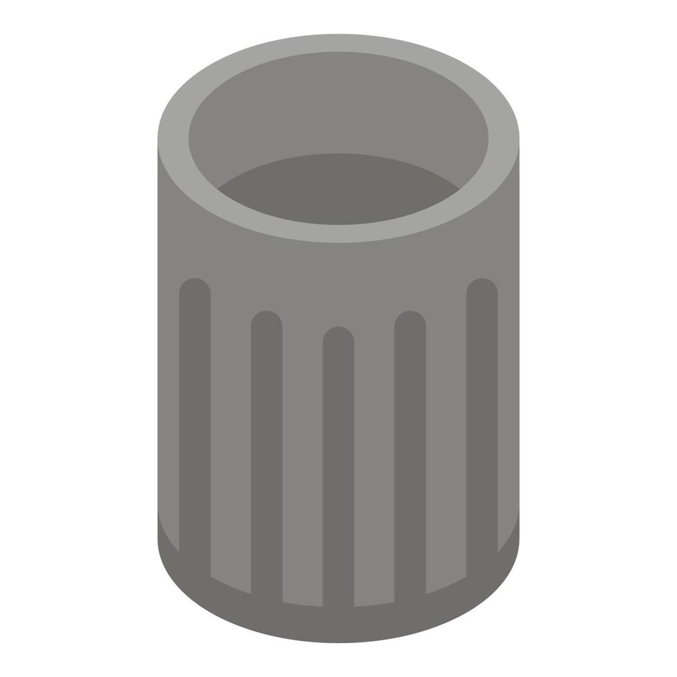 Metal garbage bin icon, isometric style vector