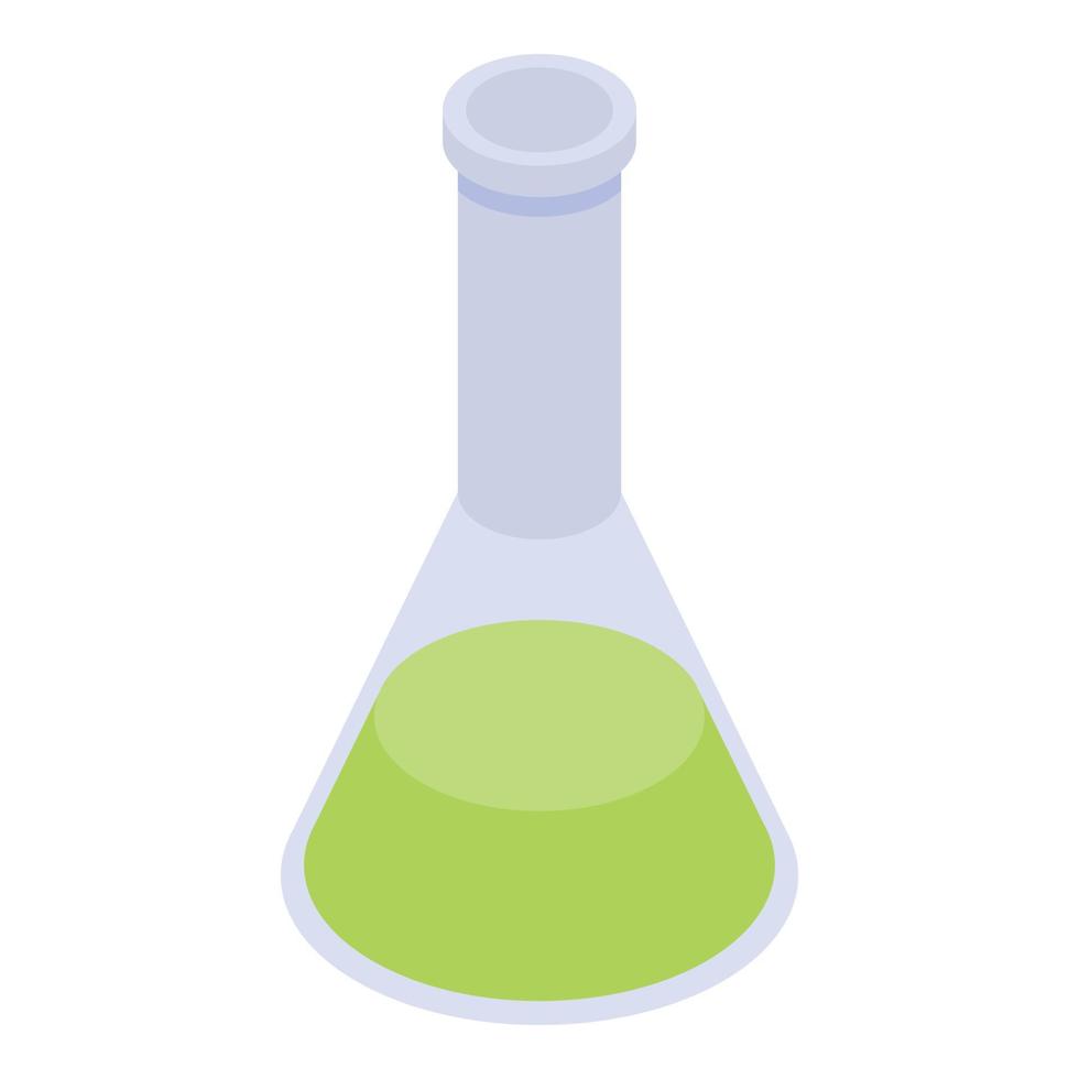 Lime color flask icon, isometric style vector
