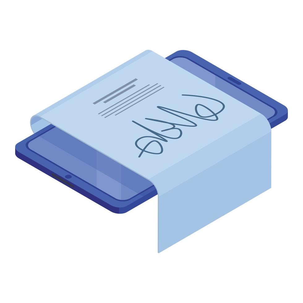 Digital signature icon, isometric style vector