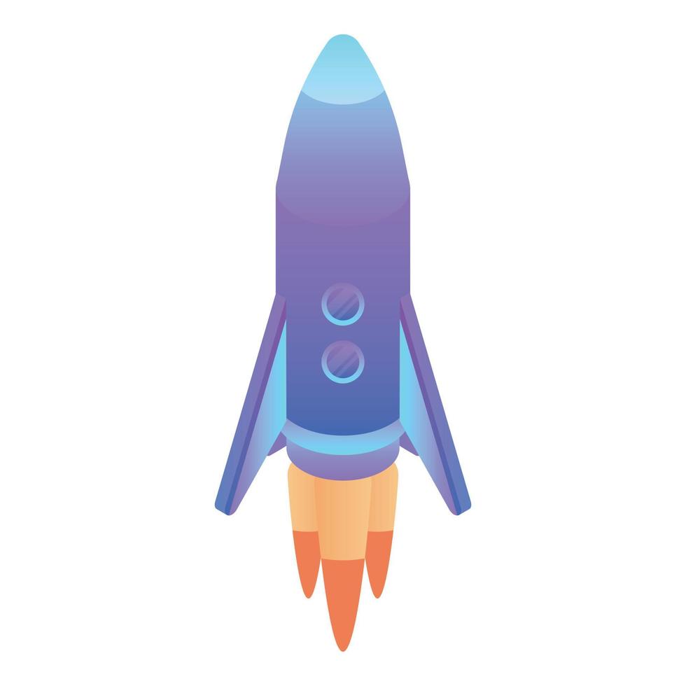 Starting rocket icon, isometric style vector