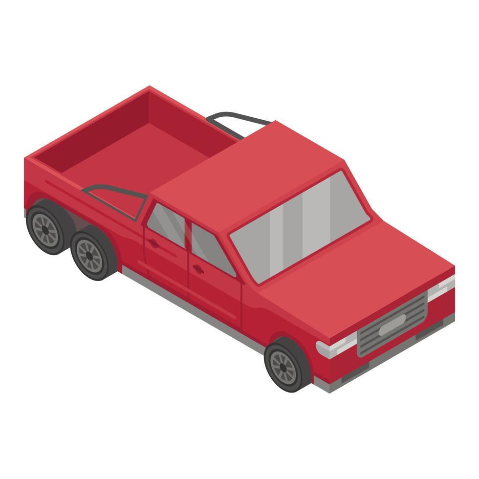 Modern red pickup icon, isometric style vector