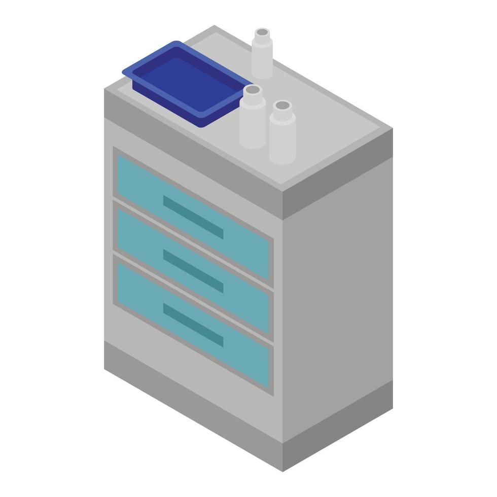 Surgical drawer icon, isometric style vector