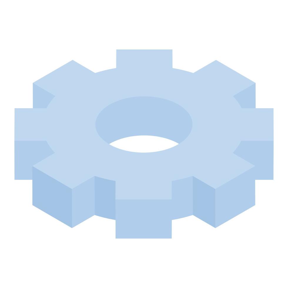 Blue gear icon, isometric style vector
