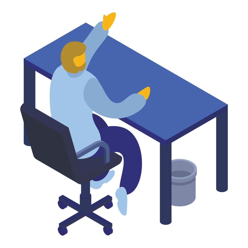 Hipster man at office icon, isometric style vector