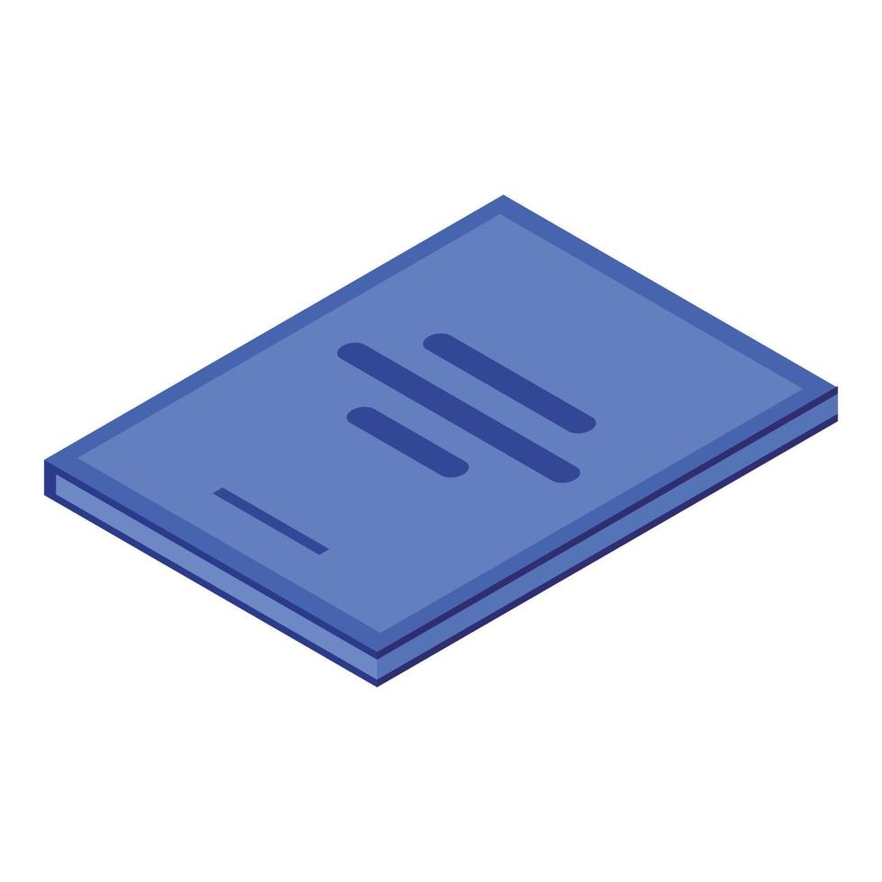 icono de cuaderno azul de papel, estilo isométrico vector