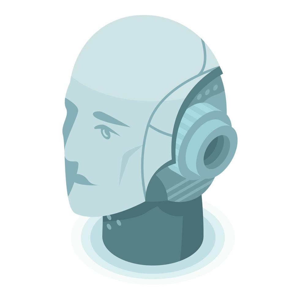 Robot head icon, isometric style vector