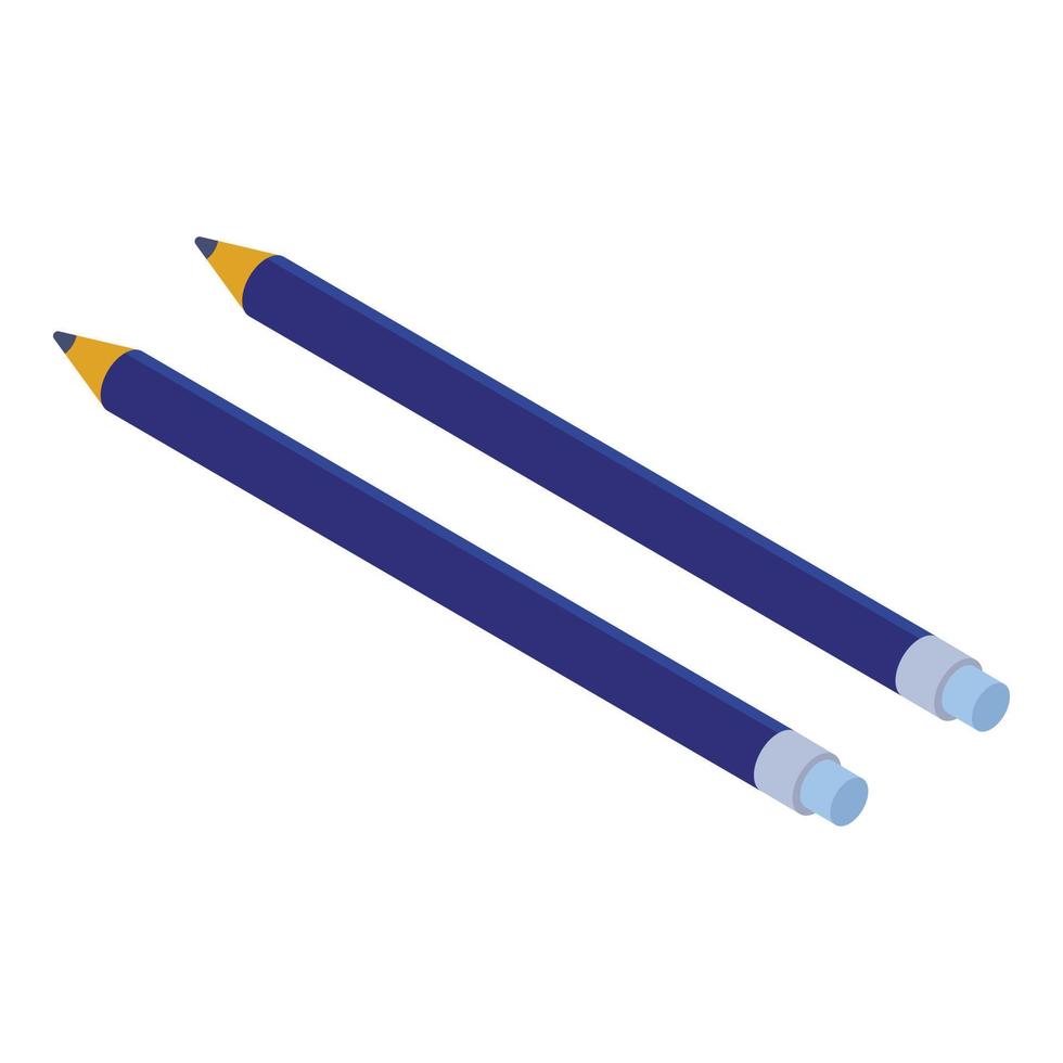 Two blue pencil icon, isometric style vector