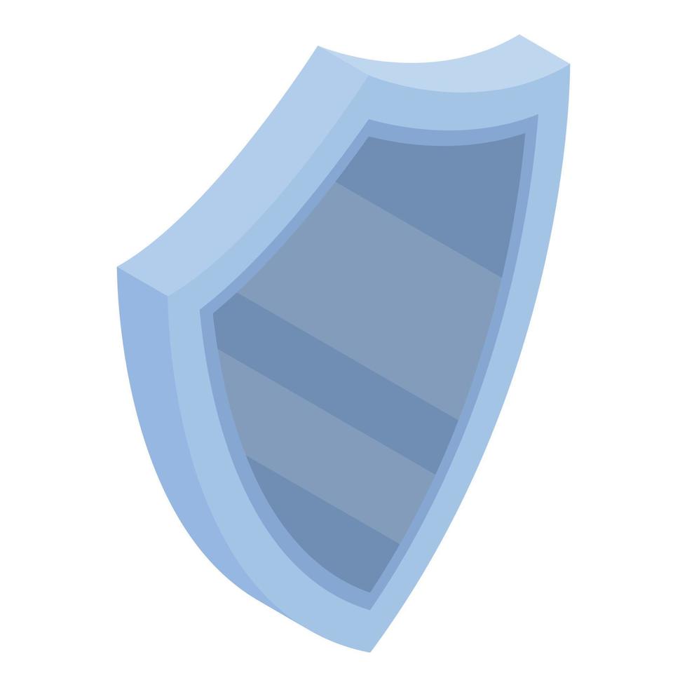 Blue shield icon, isometric style vector