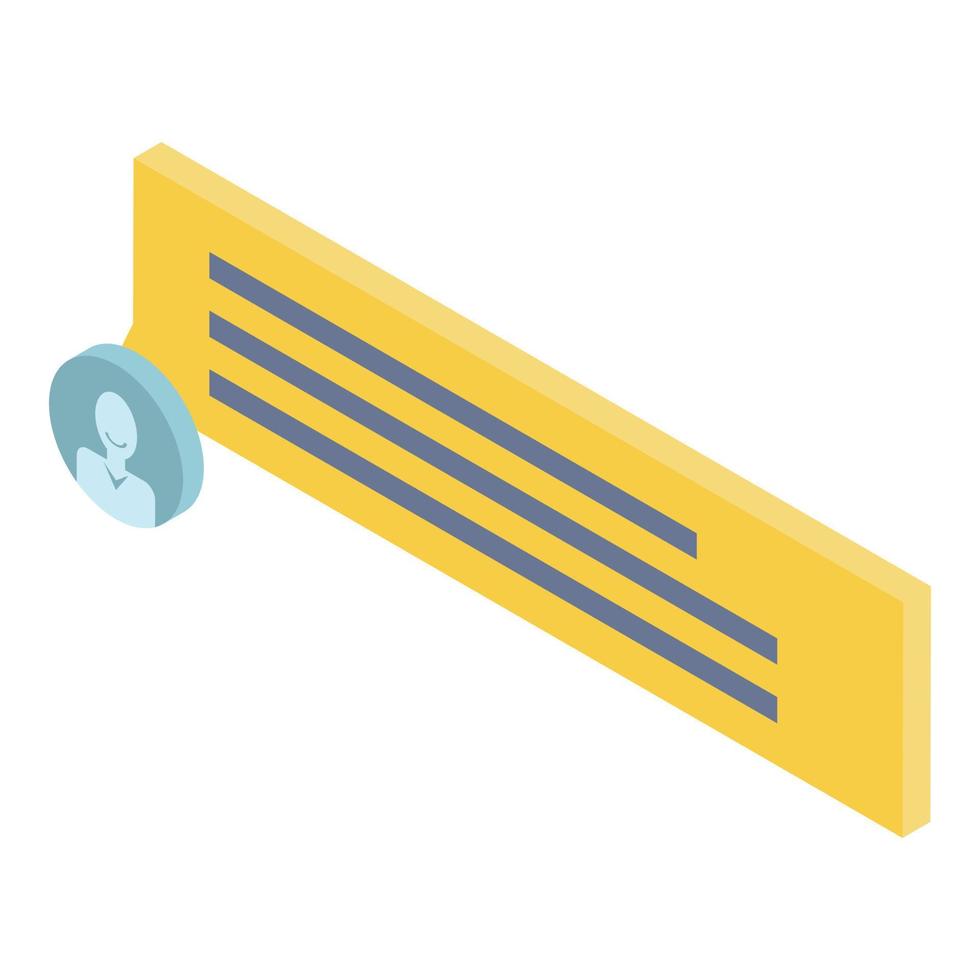 Yellow chat manager icon, isometric style vector