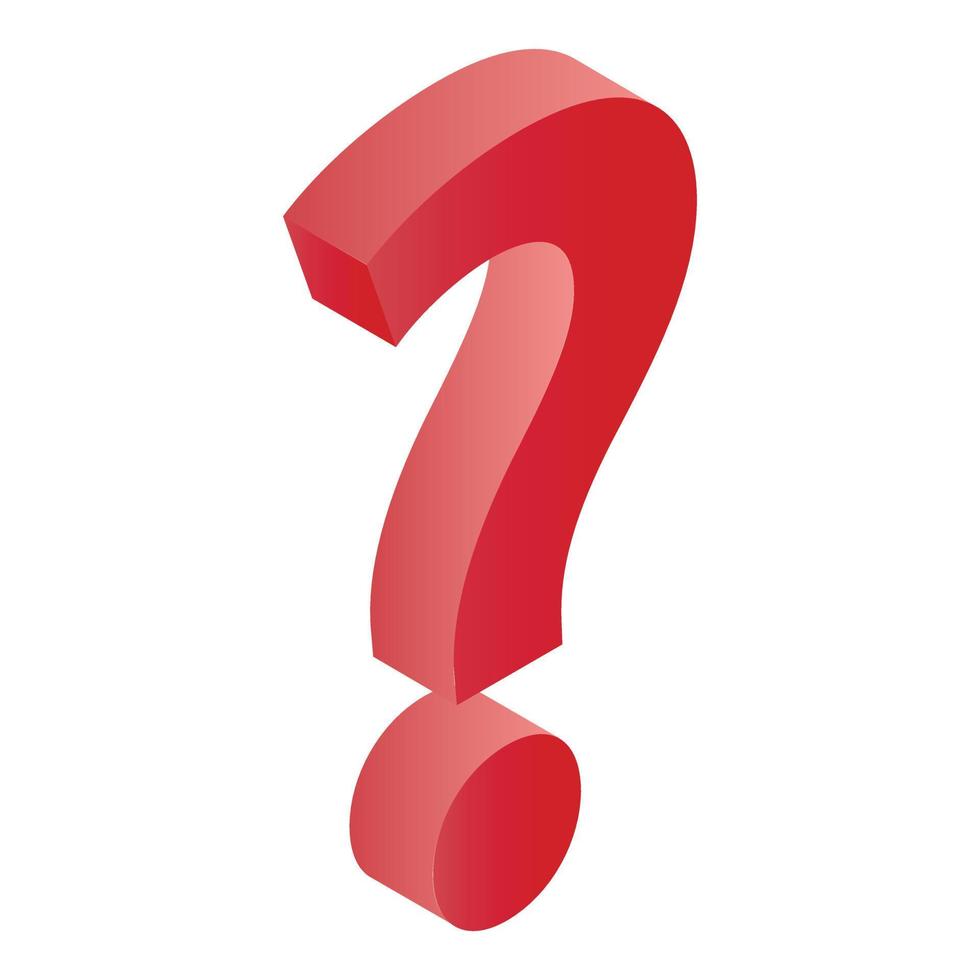 Red question sign icon, isometric style vector