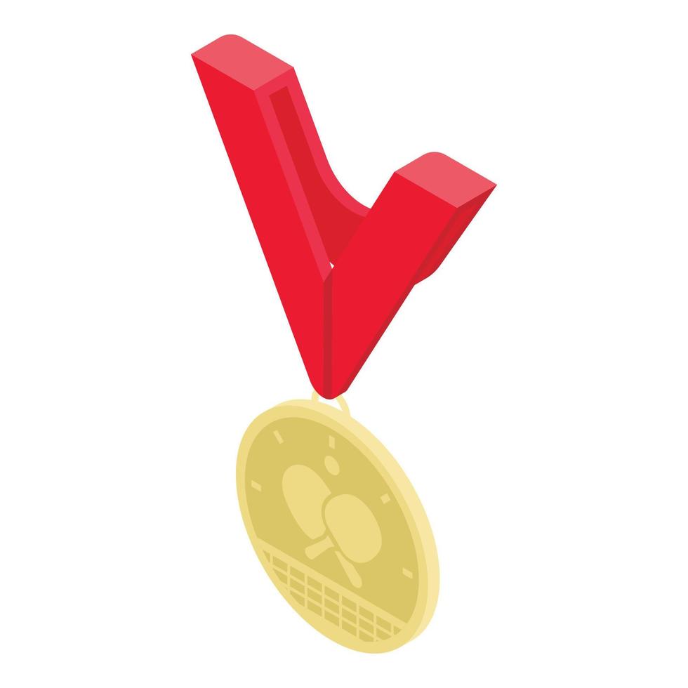 icono de medalla de oro de ping pong, estilo isométrico vector