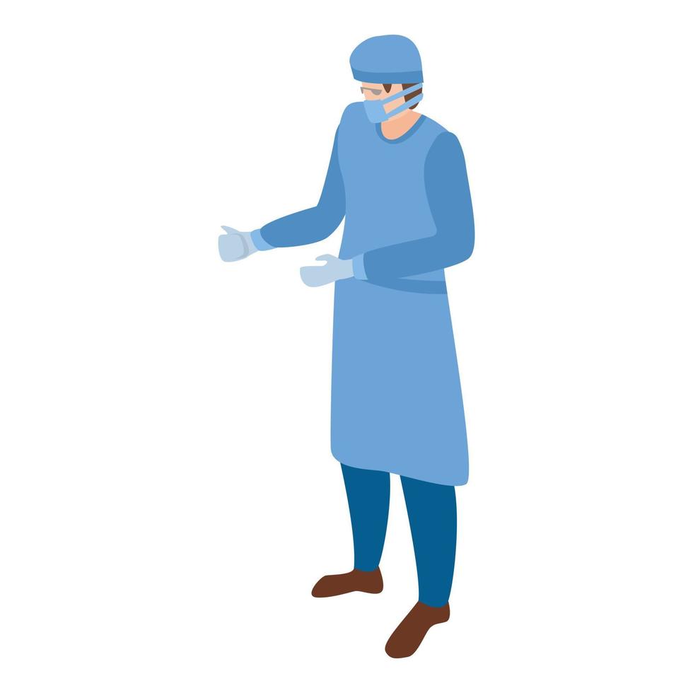 médico de cirugía en icono uniforme, estilo isométrico vector