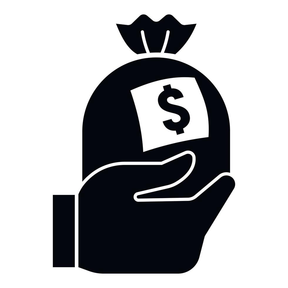 icono de bolsa de dinero, estilo simple vector