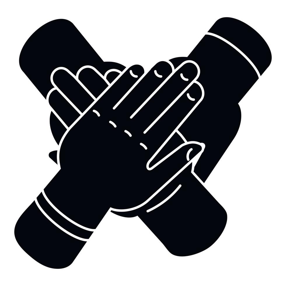 Teamwork handshake icon, simple style vector