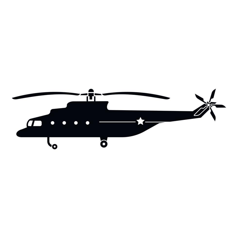 Army helicopter icon, simple style vector