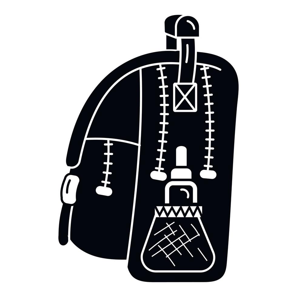 Jeans backpack icon, simple style vector