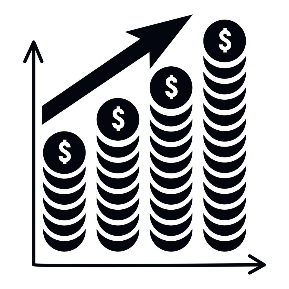 Money coins graph icon, simple style vector