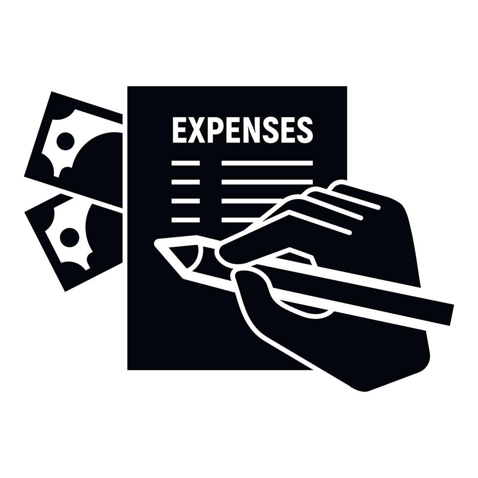 icono de informe de firma de gastos, estilo simple vector