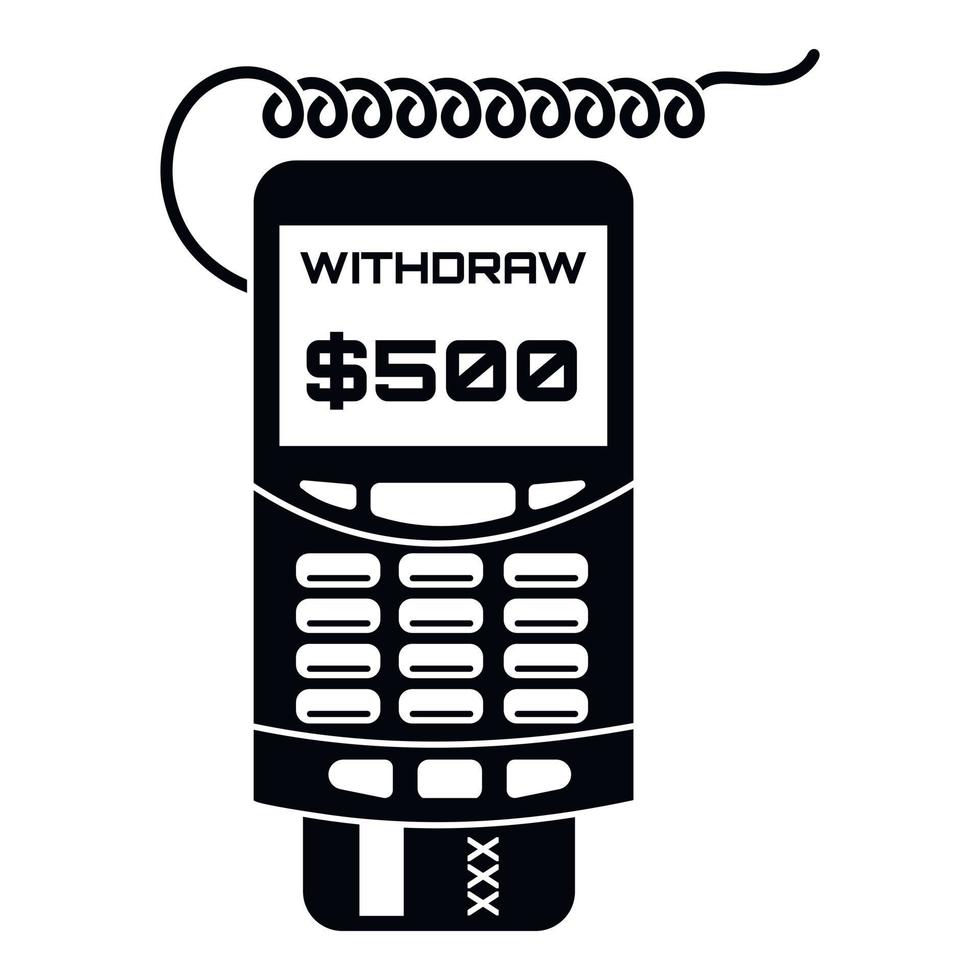 Credit card terminal withdraw icon, simple style vector