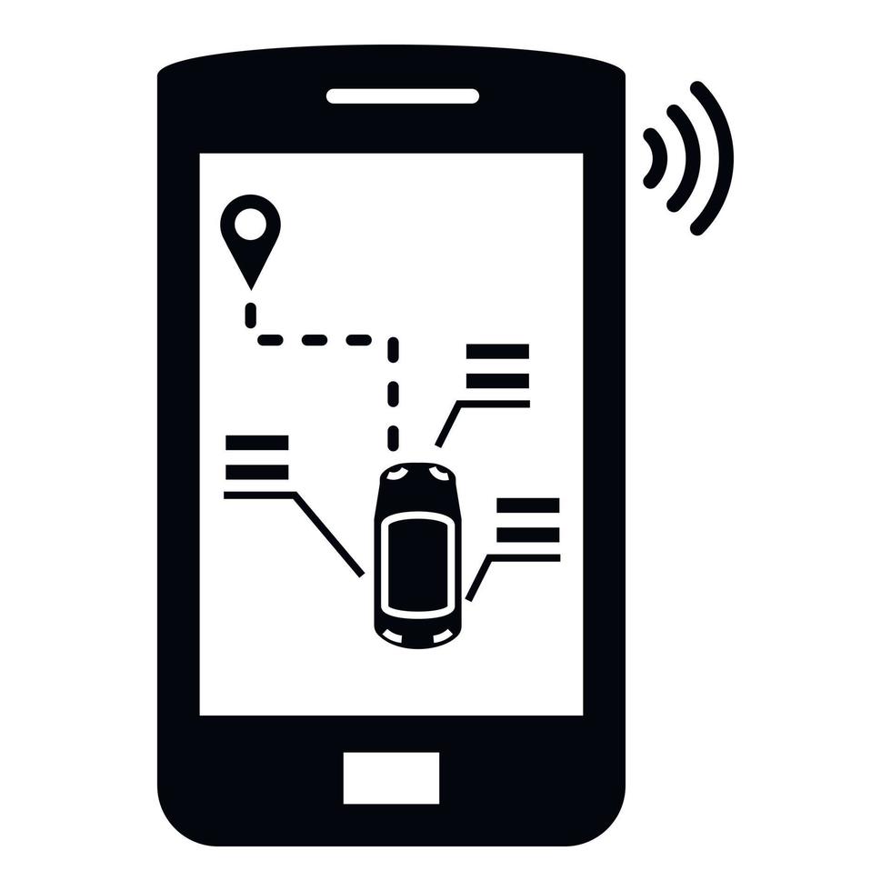 Smartphone car control icon, simple style vector