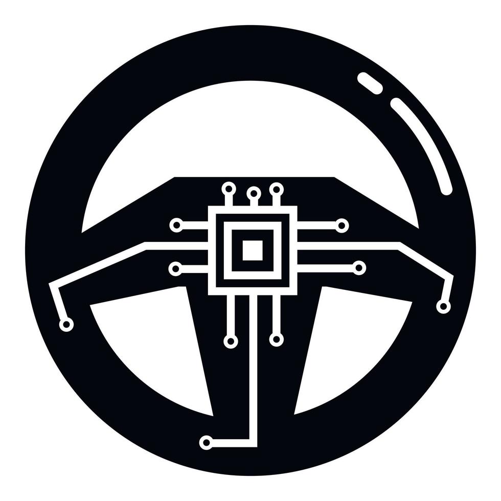 Smart steering wheel icon, simple style vector