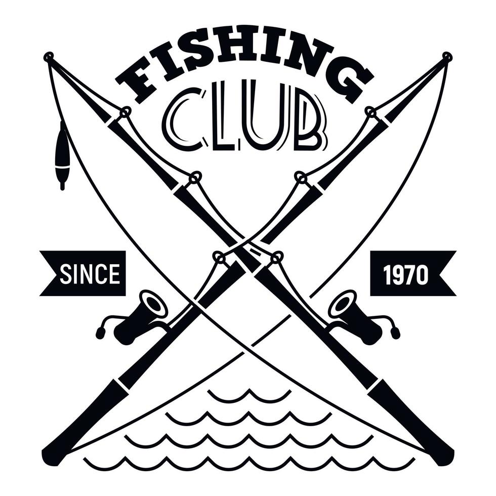 Fishing club logo, simple style vector