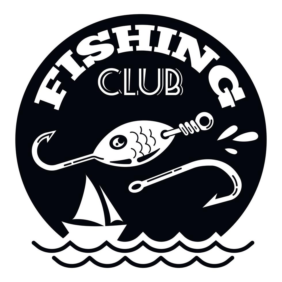 Sea fishing club logo, simple style vector