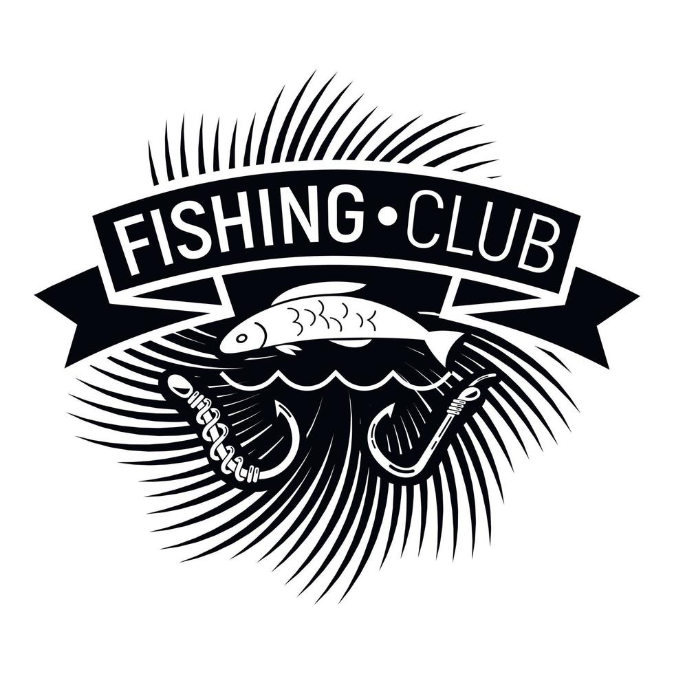 Modern fishing club logo, simple style vector