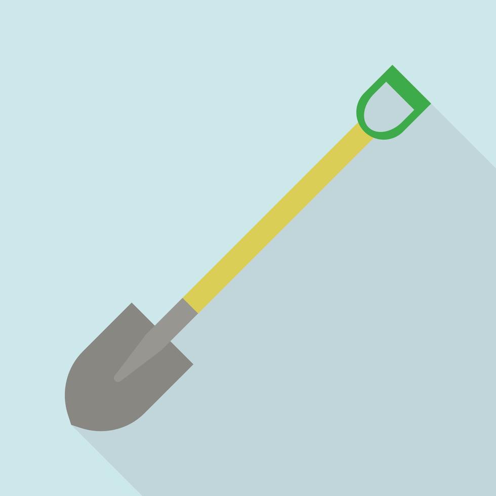 Metal hand shovel icon, flat style vector